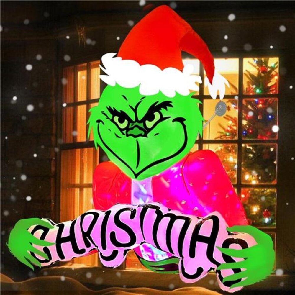 4.5ft Green Monster Christmas Inflatable,‎ LED Lights, Outdoor Blow Up Decor